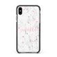 Glitter Hearts Marble Personalised Name Apple iPhone Xs Max Impact Case Black Edge on Black Phone