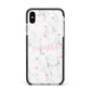 Glitter Hearts Marble Personalised Name Apple iPhone Xs Max Impact Case Black Edge on Silver Phone
