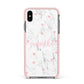 Glitter Hearts Marble Personalised Name Apple iPhone Xs Max Impact Case Pink Edge on Black Phone
