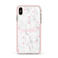 Glitter Hearts Marble Personalised Name Apple iPhone Xs Max Impact Case Pink Edge on Gold Phone