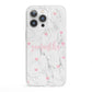 Glitter Hearts Marble Personalised Name iPhone 13 Pro Clear Bumper Case