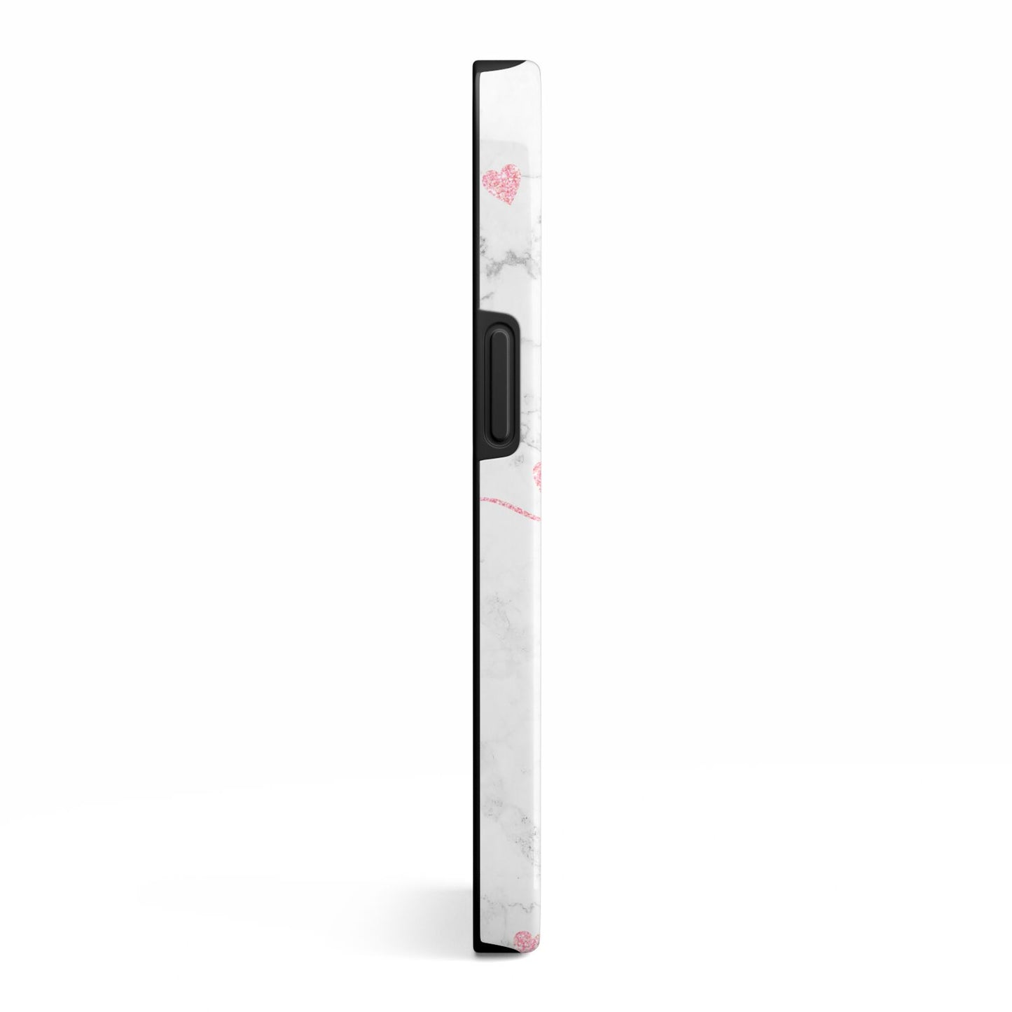 Glitter Hearts Marble Personalised Name iPhone 13 Side Image 3D Tough Case