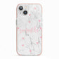 Glitter Hearts Marble Personalised Name iPhone 13 TPU Impact Case with Pink Edges