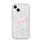 Glitter Hearts Marble Personalised Name iPhone 14 Clear Tough Case Starlight