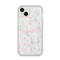 Glitter Hearts Marble Personalised Name iPhone 14 Plus Clear Tough Case Starlight