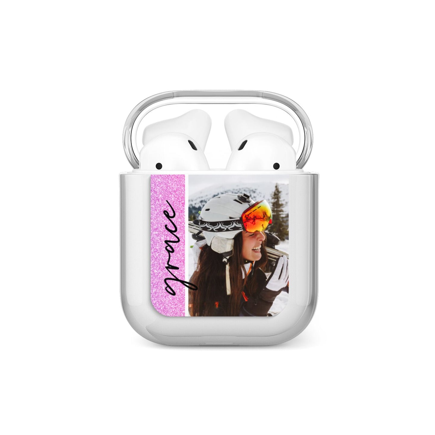 Glitter Personalised Photo Upload Name AirPods Case