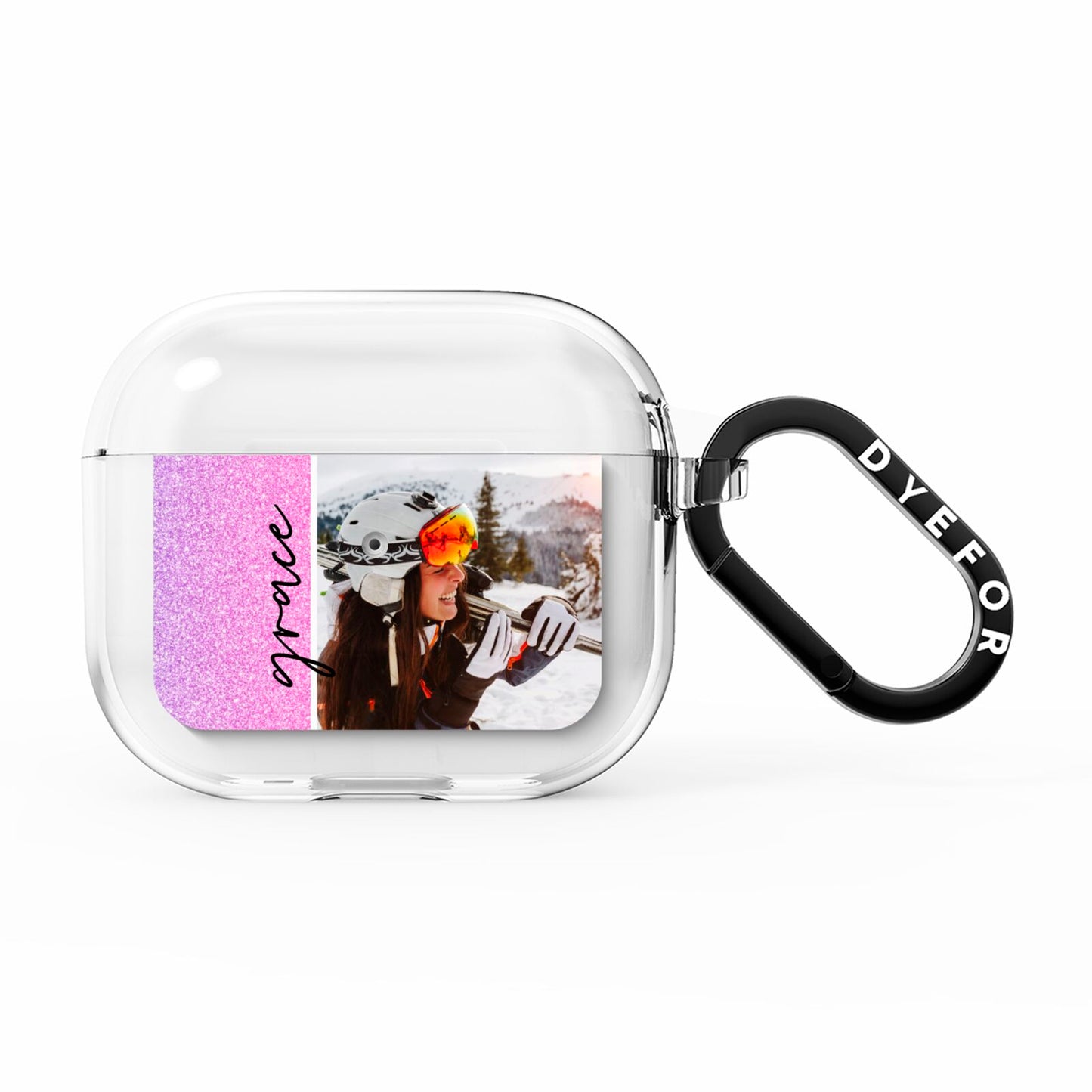 Glitter Personalised Photo Upload Name AirPods Clear Case 3rd Gen