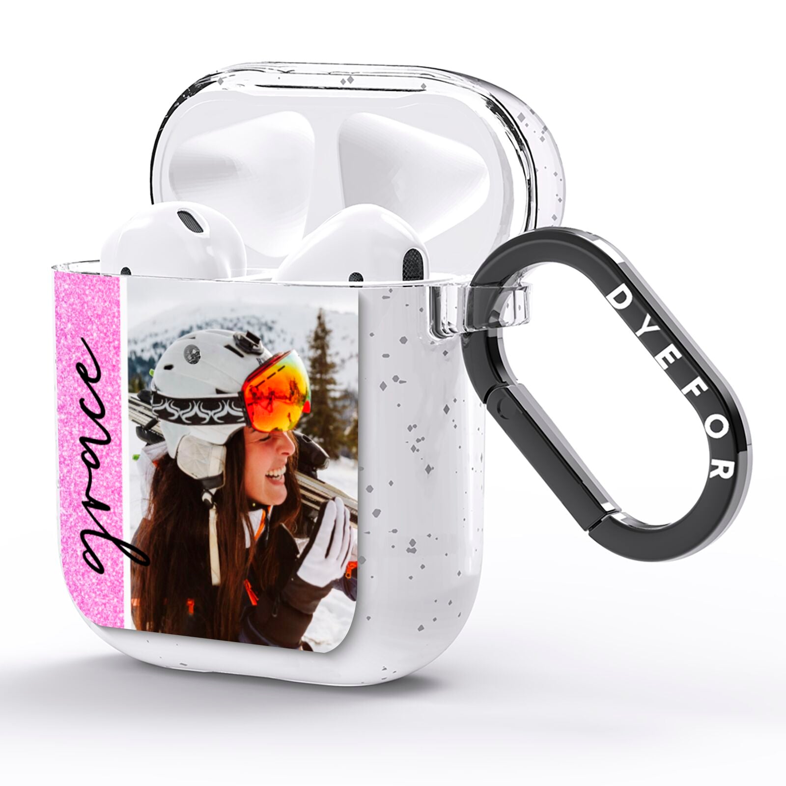 Glitter Personalised Photo Upload Name AirPods Glitter Case Side Image