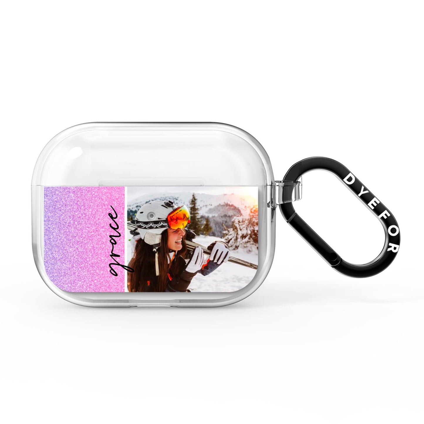 Glitter Personalised Photo Upload Name AirPods Pro Clear Case