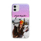 Glitter Personalised Photo Upload Name Apple iPhone 11 in White with Bumper Case