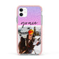 Glitter Personalised Photo Upload Name Apple iPhone 11 in White with Pink Impact Case