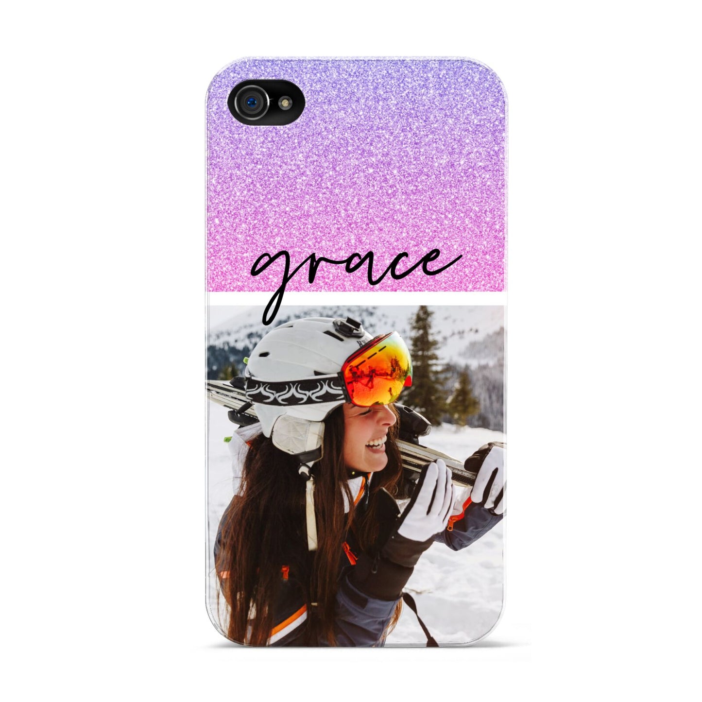 Glitter Personalised Photo Upload Name Apple iPhone 4s Case