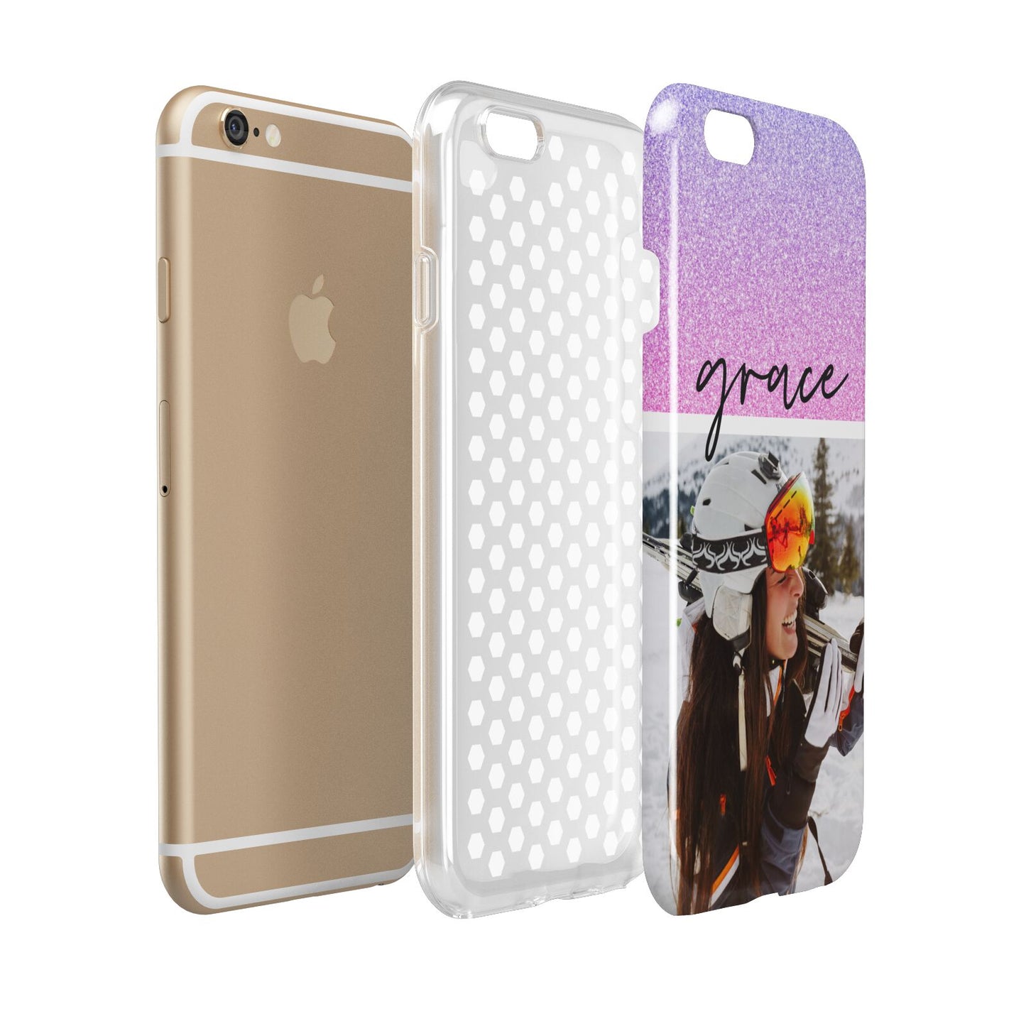 Glitter Personalised Photo Upload Name Apple iPhone 6 3D Tough Case Expanded view
