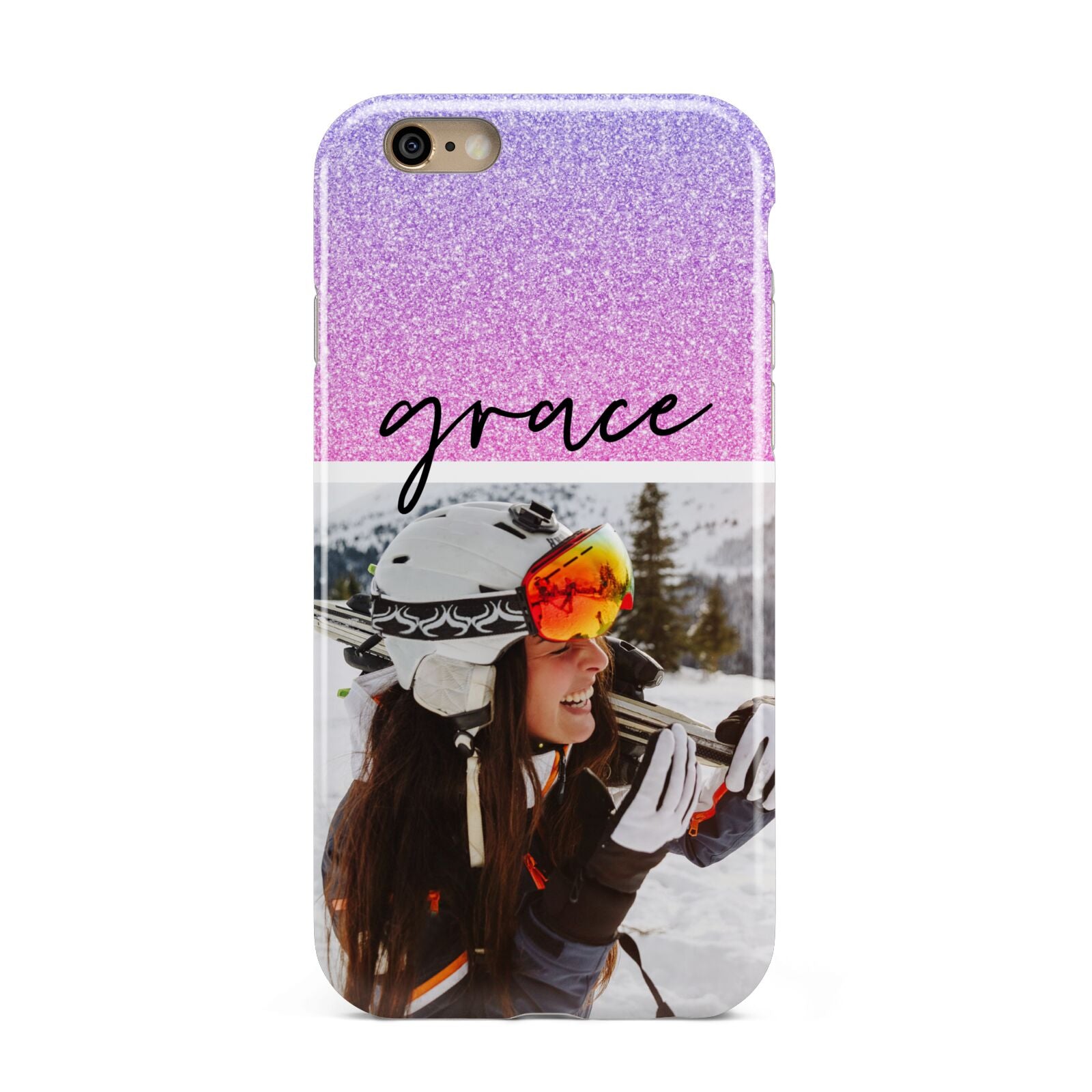Glitter Personalised Photo Upload Name Apple iPhone 6 3D Tough Case