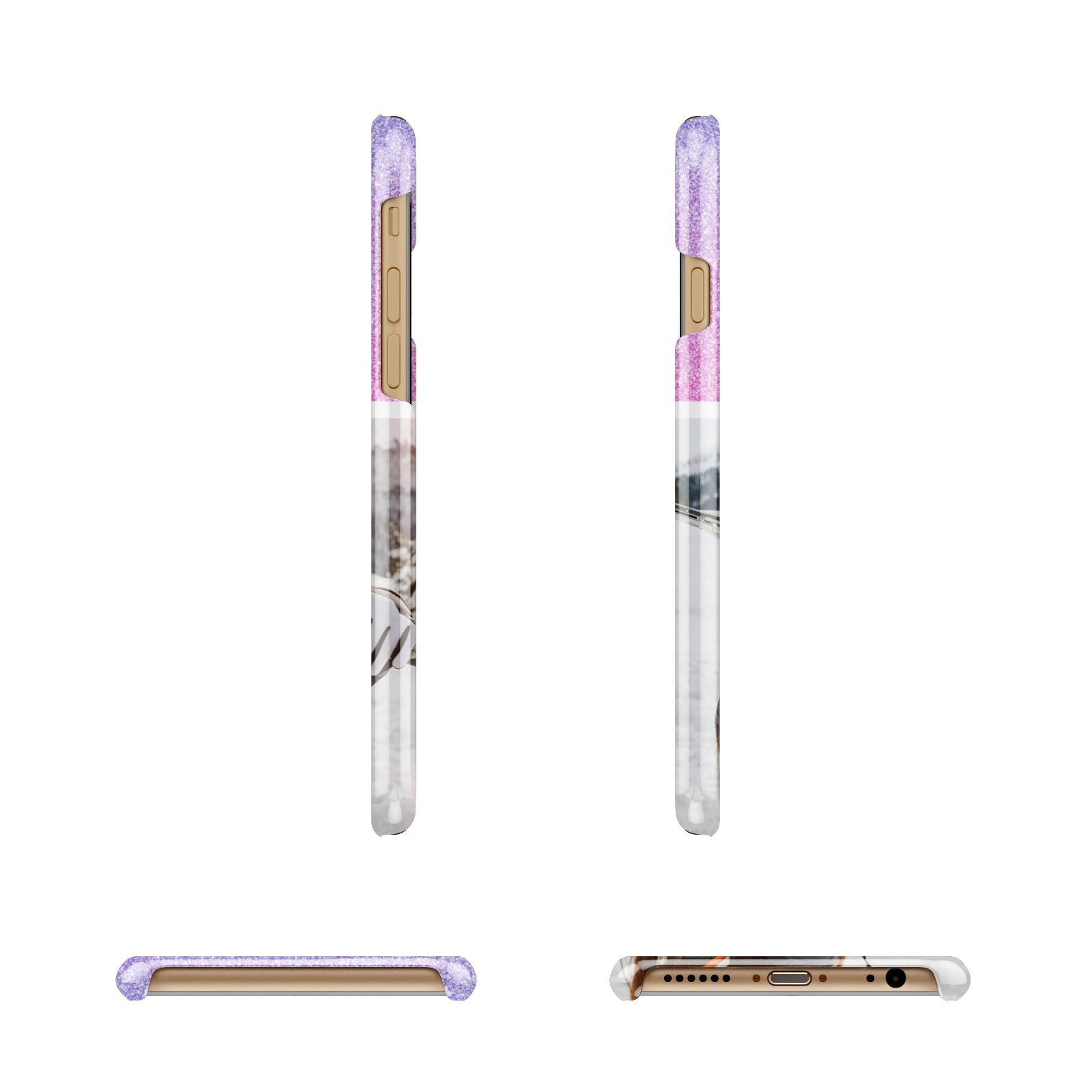 Glitter Personalised Photo Upload Name Apple iPhone 6 3D Wrap Snap Case Angled Images