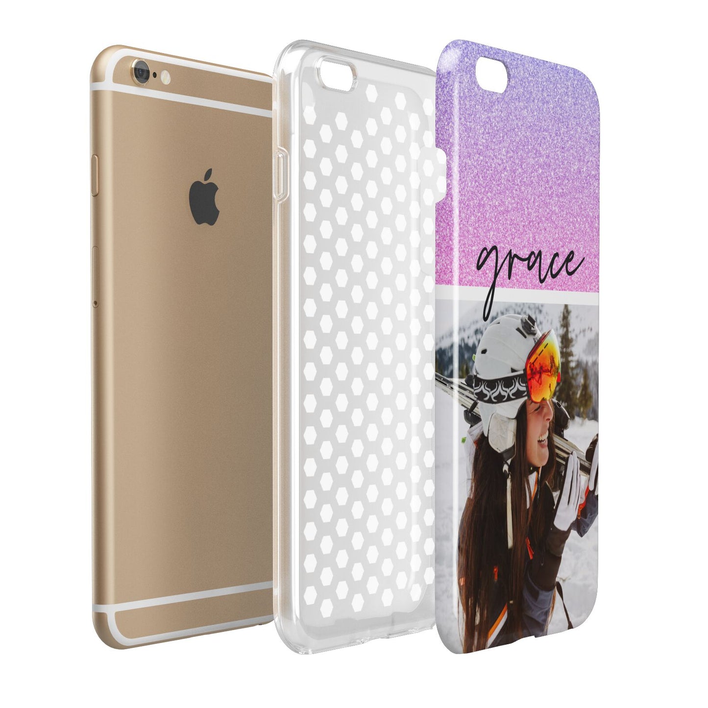 Glitter Personalised Photo Upload Name Apple iPhone 6 Plus 3D Tough Case Expand Detail Image