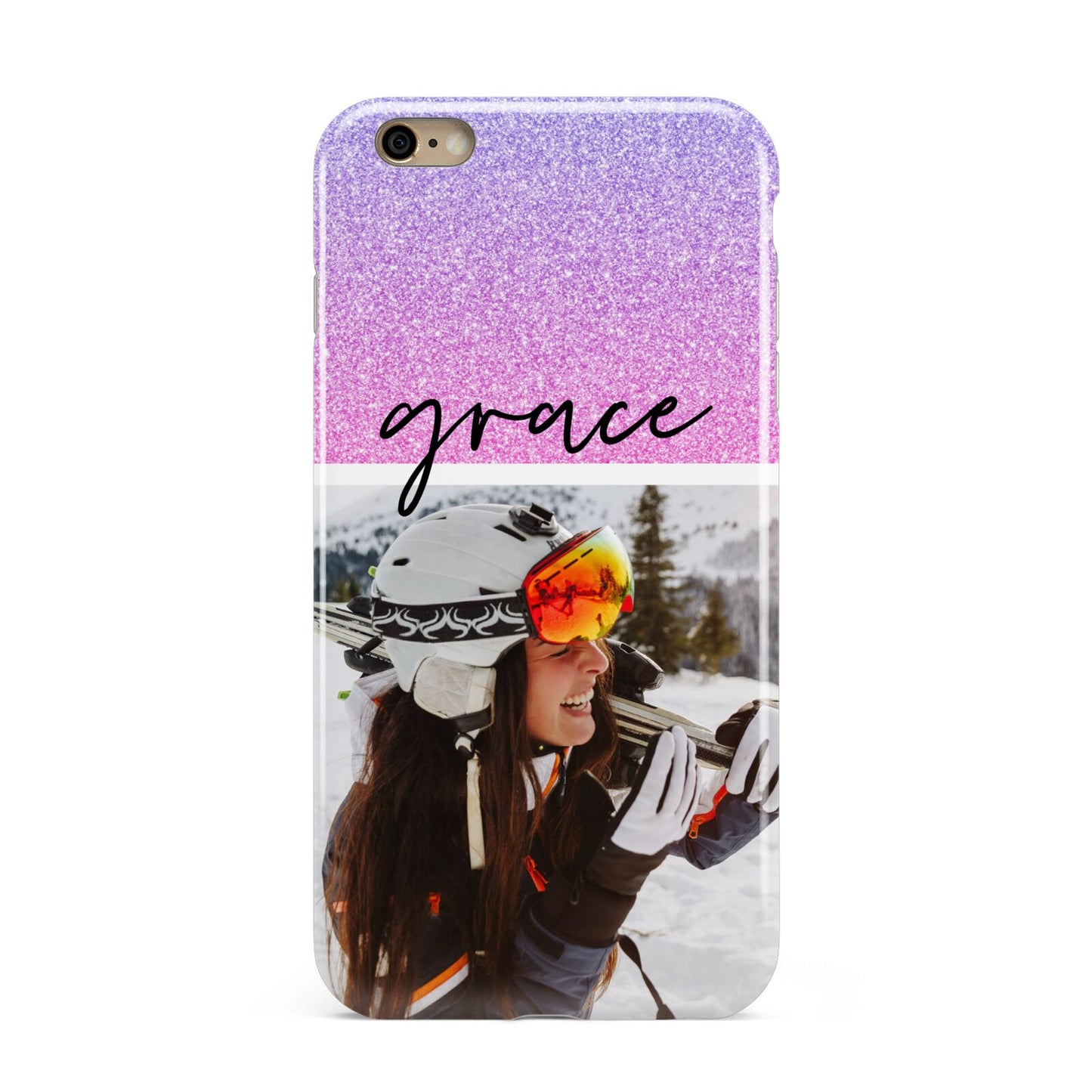 Glitter Personalised Photo Upload Name Apple iPhone 6 Plus 3D Tough Case