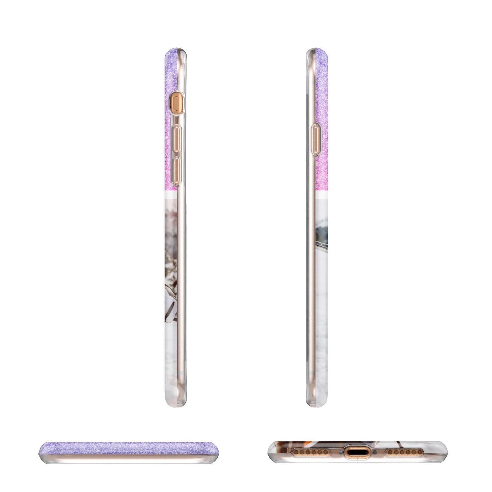 Glitter Personalised Photo Upload Name Apple iPhone 7 8 3D Wrap Tough Case Alternative Image Angles