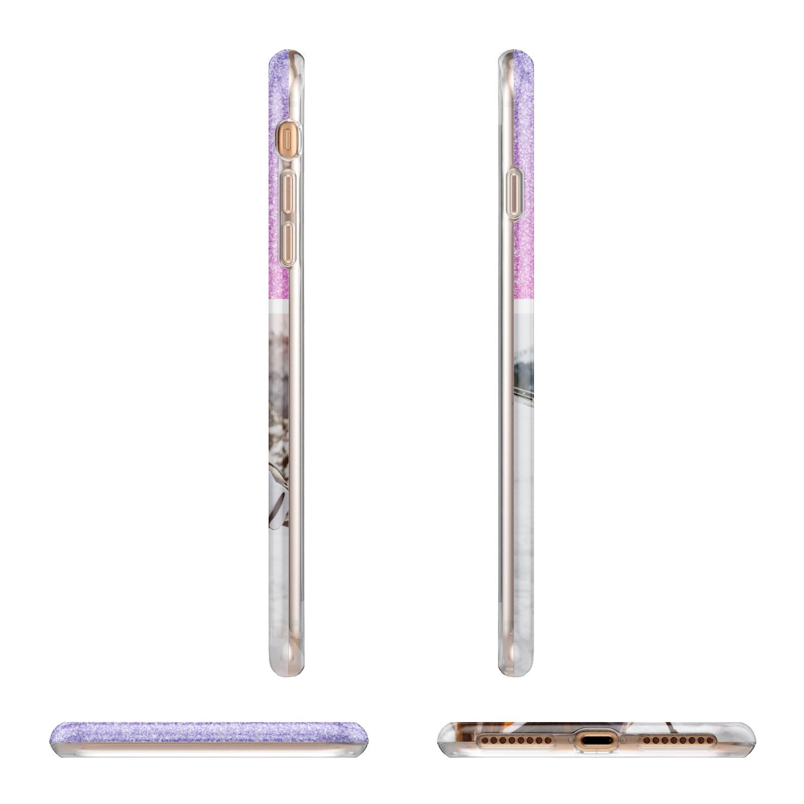 Glitter Personalised Photo Upload Name Apple iPhone 7 8 Plus 3D Wrap Tough Case Alternative Image Angles