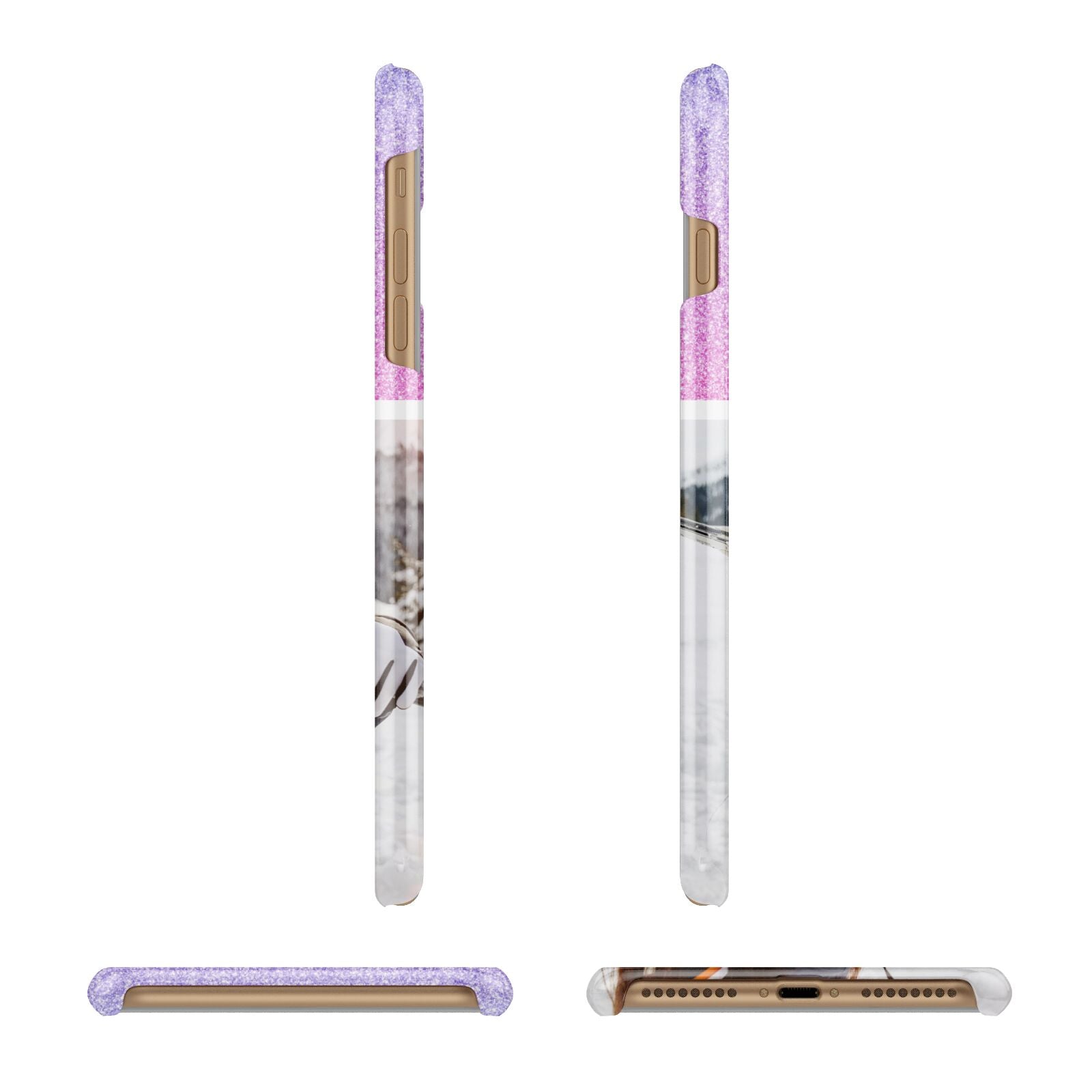 Glitter Personalised Photo Upload Name Apple iPhone 7 Plus 3D Wrap Snap Case Angled Images