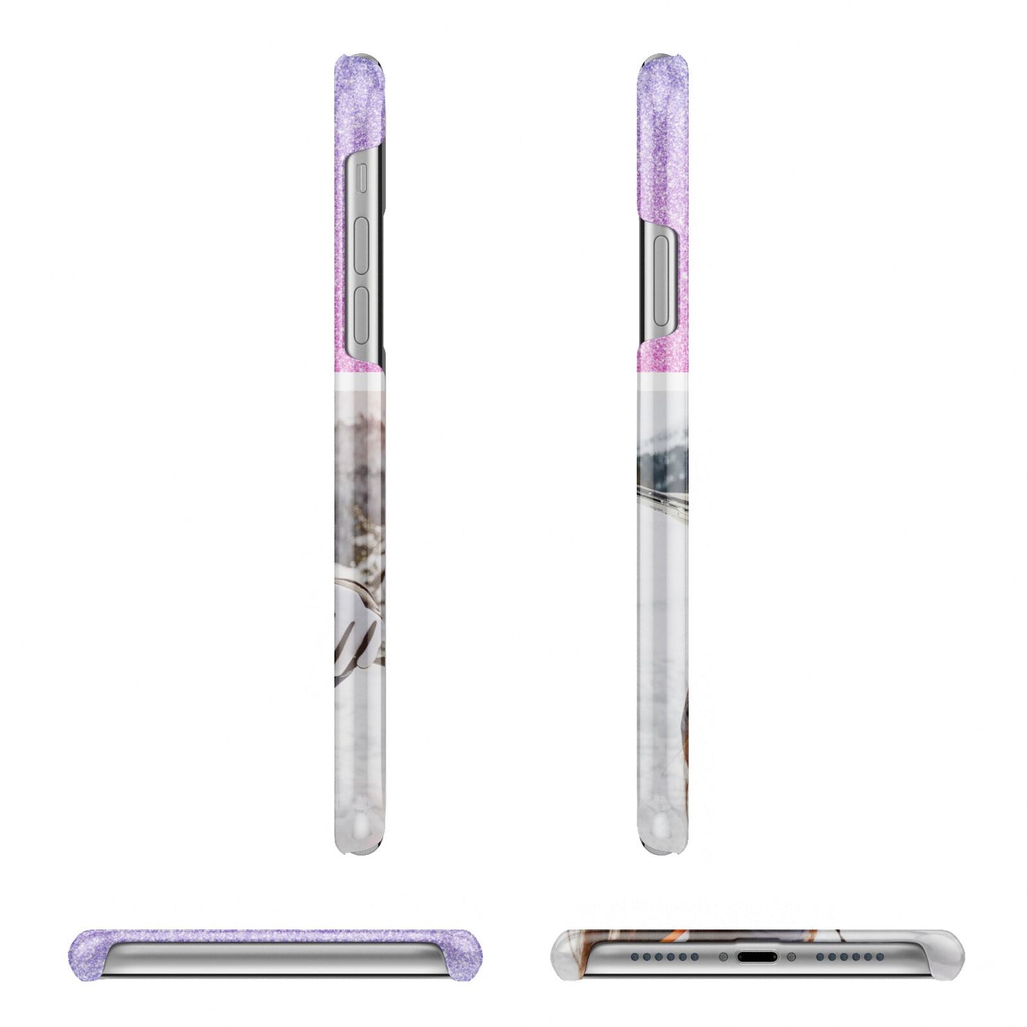 Glitter Personalised Photo Upload Name Apple iPhone XR 3D Wrap Snap Case Angled Images on White Phone