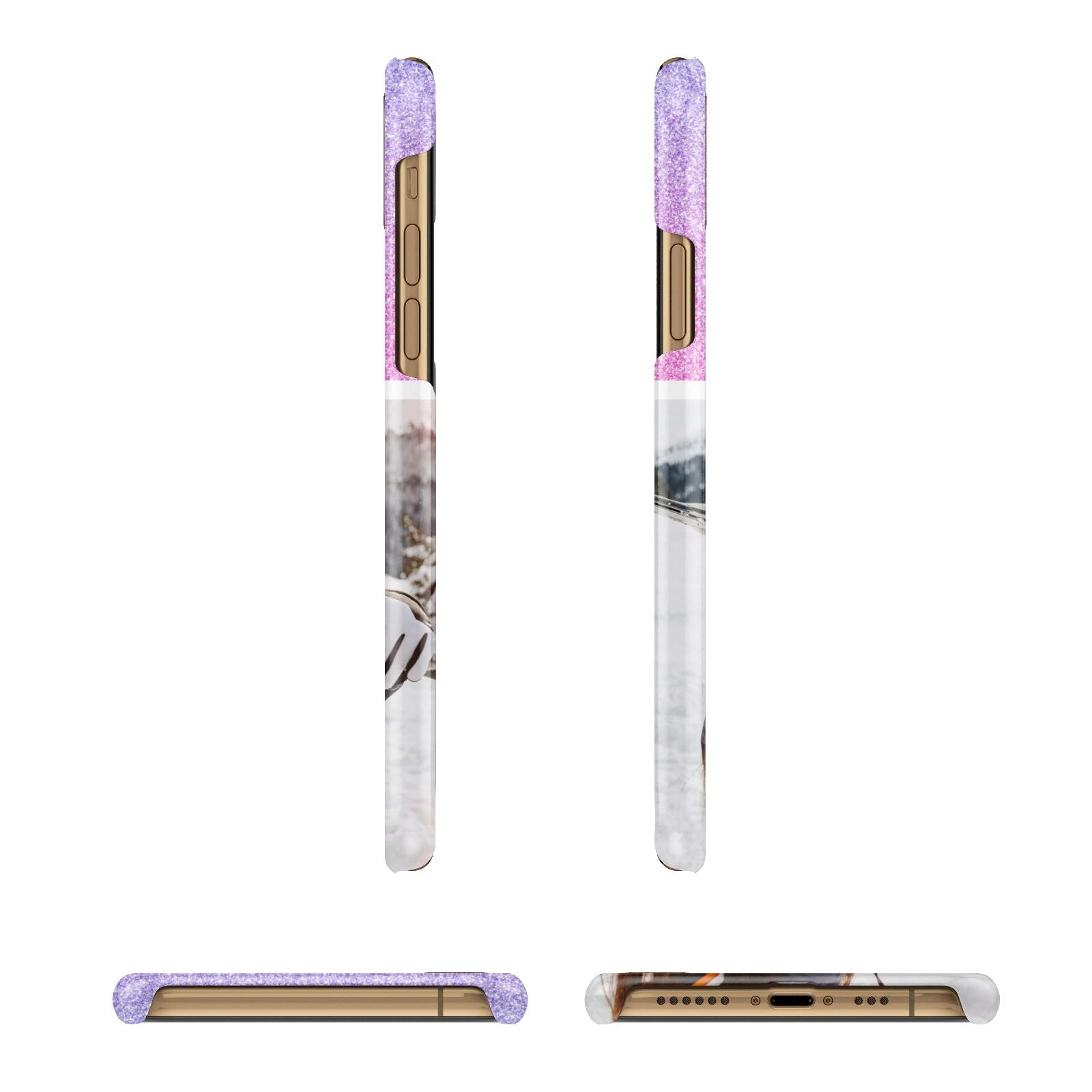 Glitter Personalised Photo Upload Name Apple iPhone Xs 3D Wrap Snap Case Angled Images