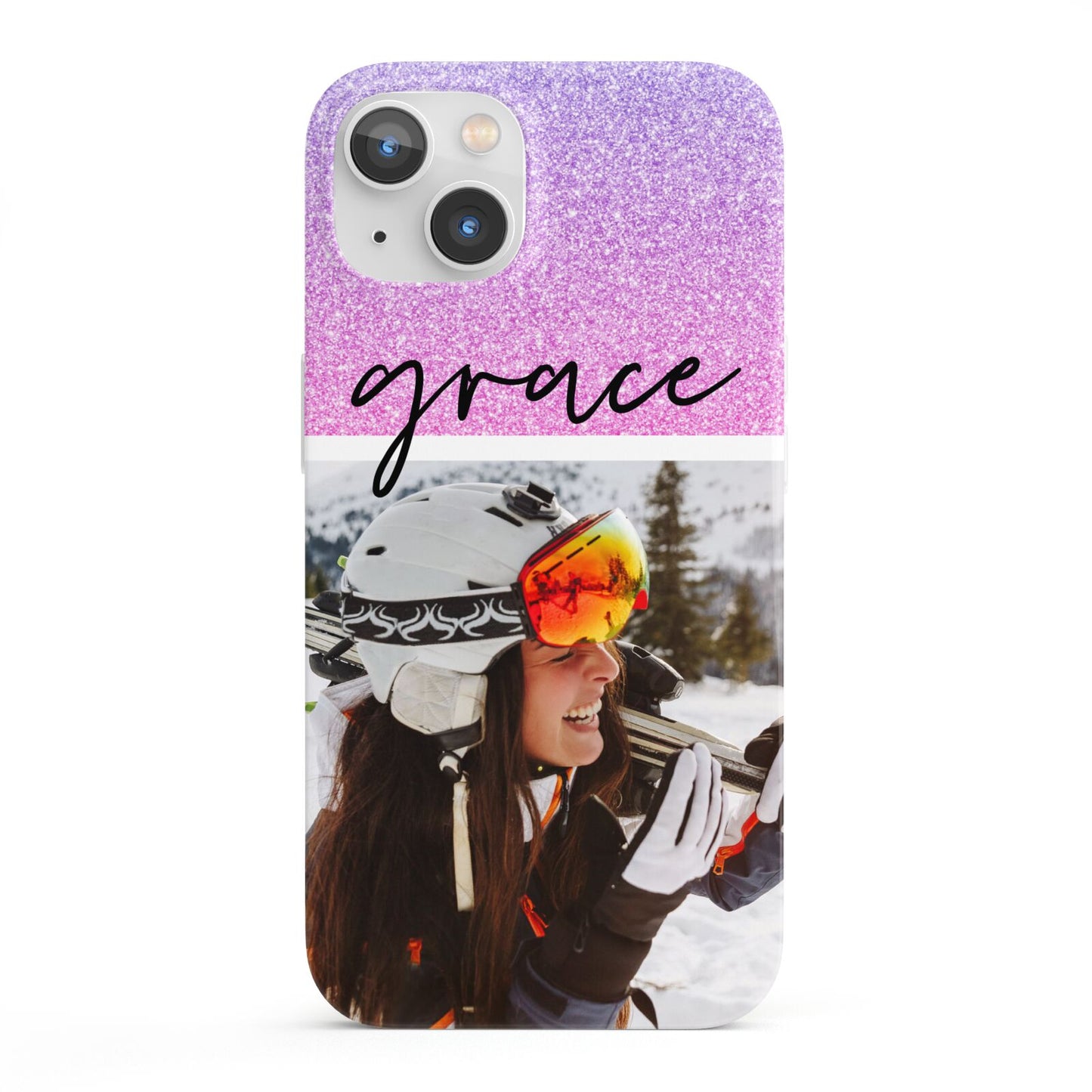Glitter Personalised Photo Upload Name iPhone 13 Full Wrap 3D Snap Case