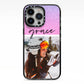 Glitter Personalised Photo Upload Name iPhone 13 Pro Black Impact Case on Silver phone