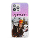 Glitter Personalised Photo Upload Name iPhone 13 Pro Max Clear Bumper Case