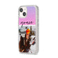 Glitter Personalised Photo Upload Name iPhone 14 Glitter Tough Case Starlight Angled Image