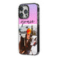 Glitter Personalised Photo Upload Name iPhone 14 Pro Max Black Impact Case Side Angle on Silver phone