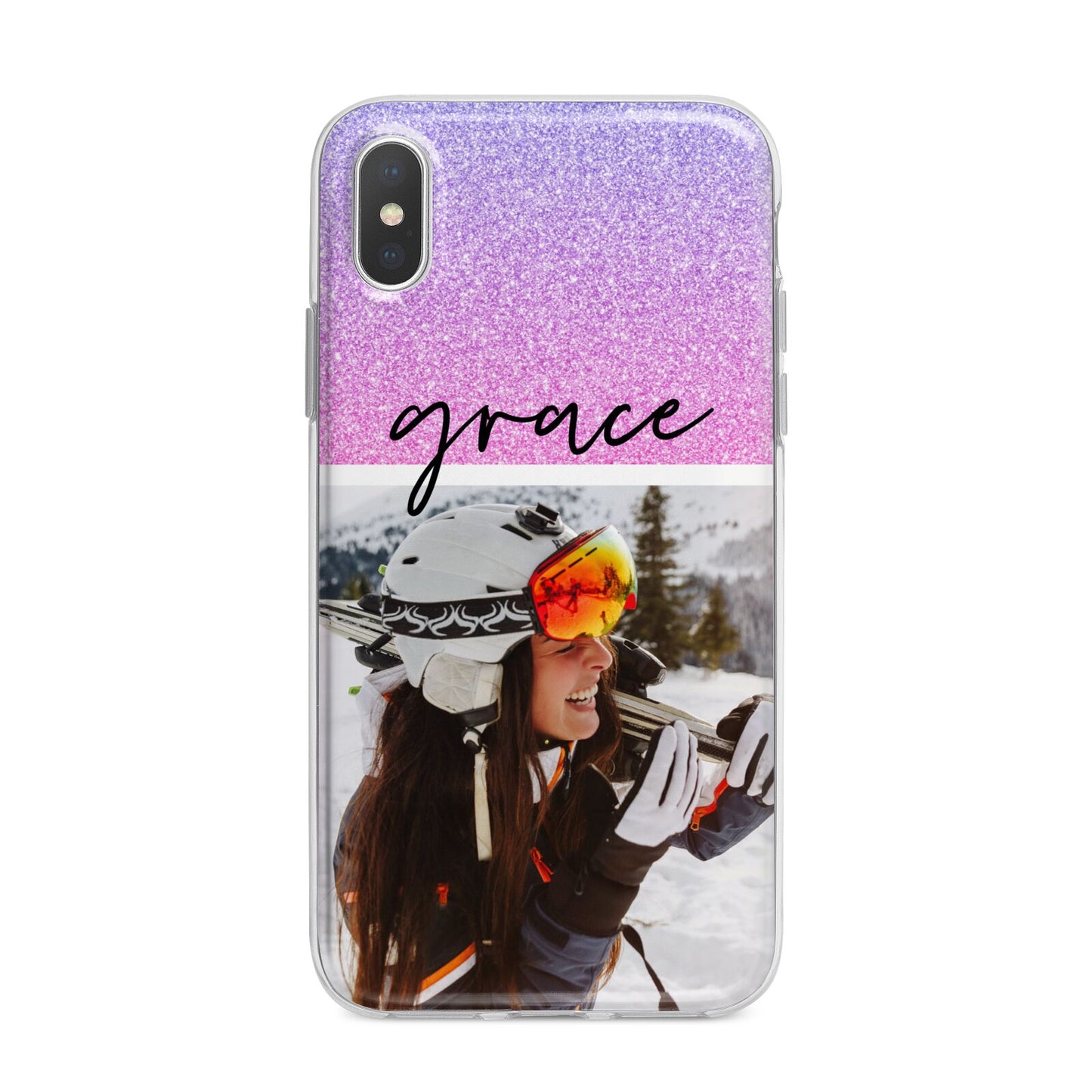 Glitter Personalised Photo Upload Name iPhone X Bumper Case on Silver iPhone Alternative Image 1