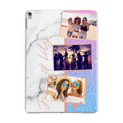 Glitter and Marble Photo Upload with Text Apple iPad Silver Case