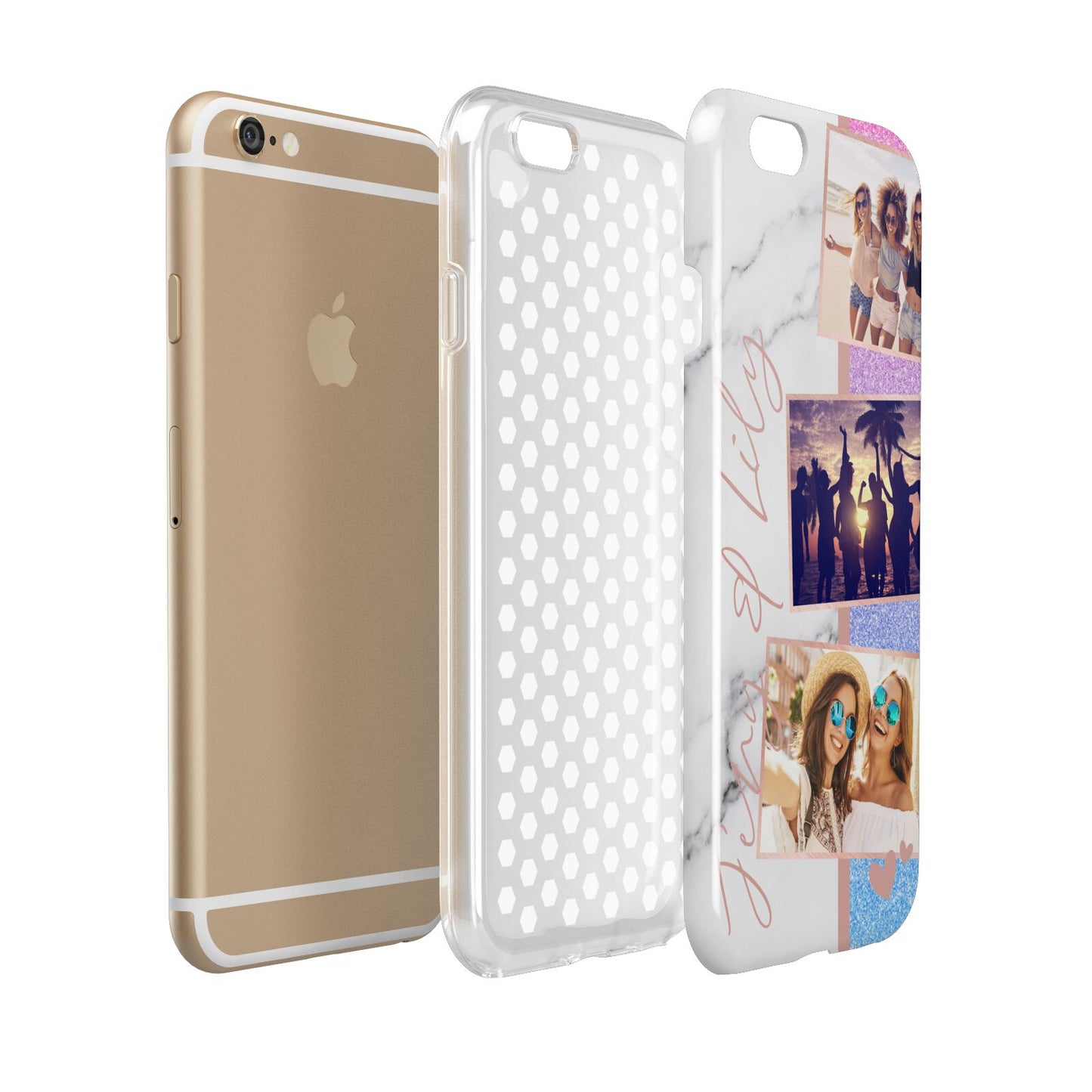 Glitter and Marble Photo Upload with Text Apple iPhone 6 3D Tough Case Expanded view