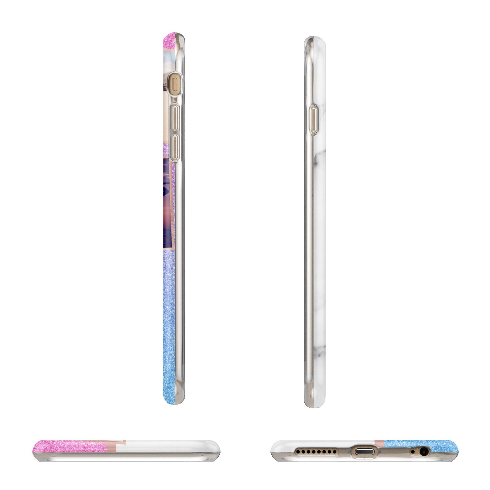 Glitter and Marble Photo Upload with Text Apple iPhone 6 Plus 3D Wrap Tough Case Alternative Image Angles