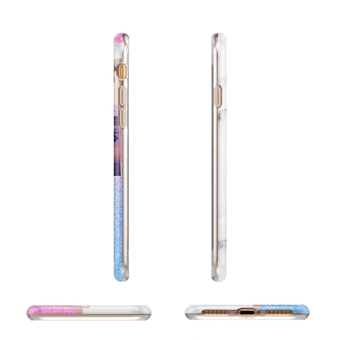 Glitter and Marble Photo Upload with Text Apple iPhone 7 8 3D Wrap Tough Case Alternative Image Angles