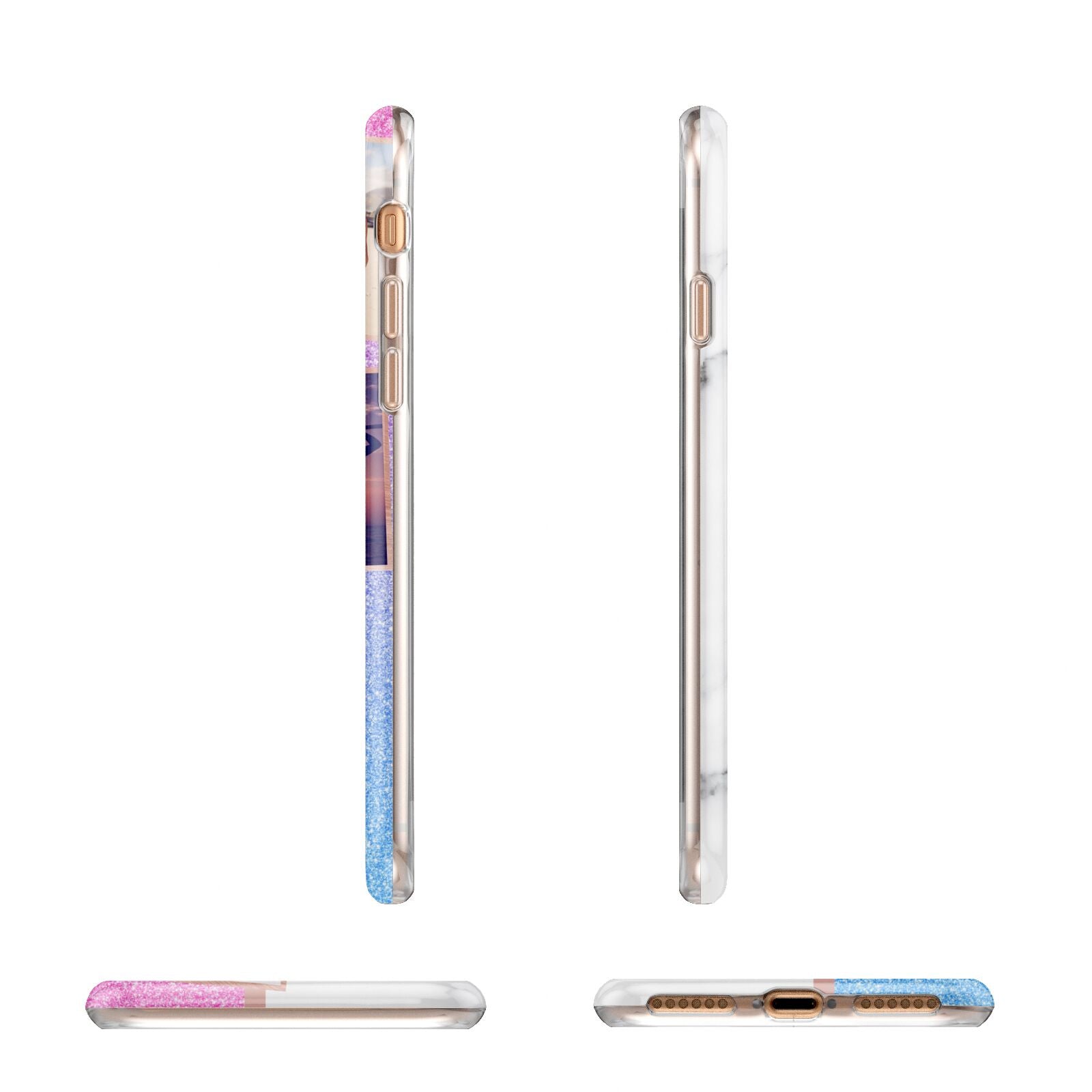 Glitter and Marble Photo Upload with Text Apple iPhone 7 8 3D Wrap Tough Case Alternative Image Angles