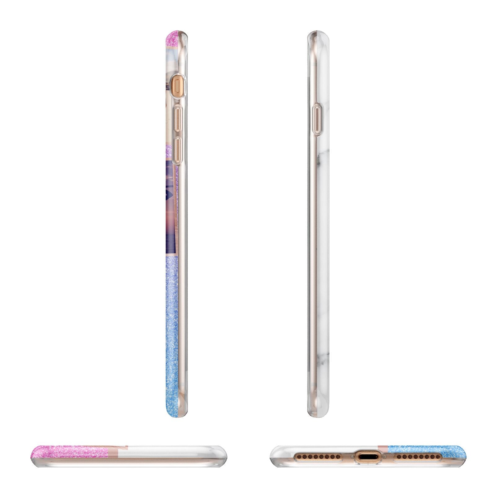 Glitter and Marble Photo Upload with Text Apple iPhone 7 8 Plus 3D Wrap Tough Case Alternative Image Angles