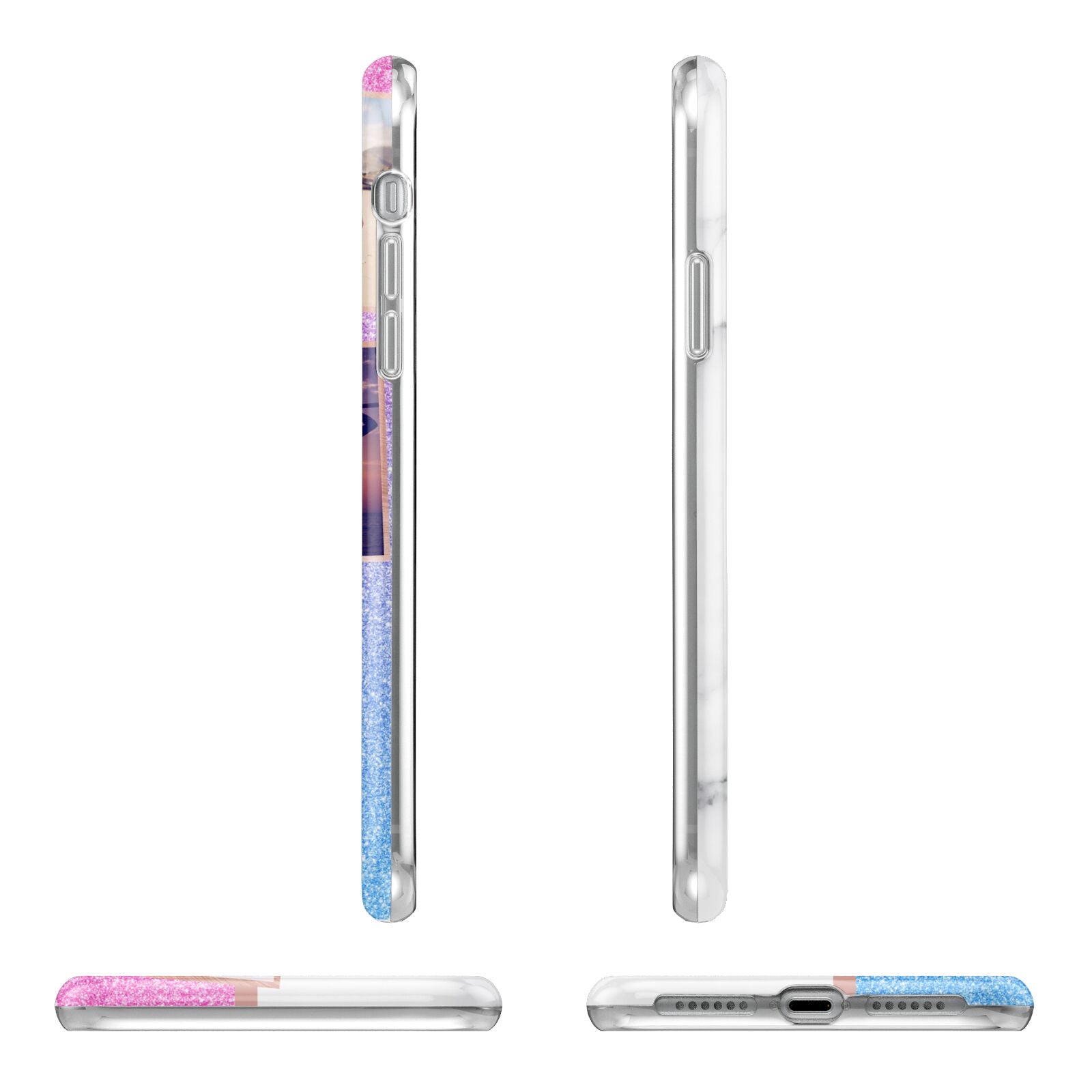 Glitter and Marble Photo Upload with Text Apple iPhone XR in White with 3D Wrap Tough Case Alternative Image Angles