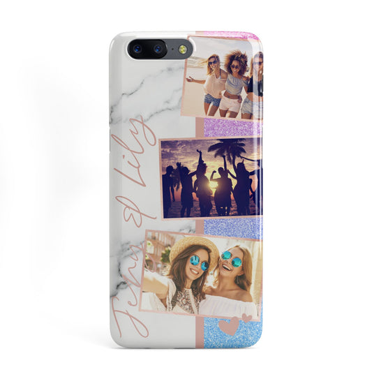 Glitter and Marble Photo Upload with Text OnePlus Case