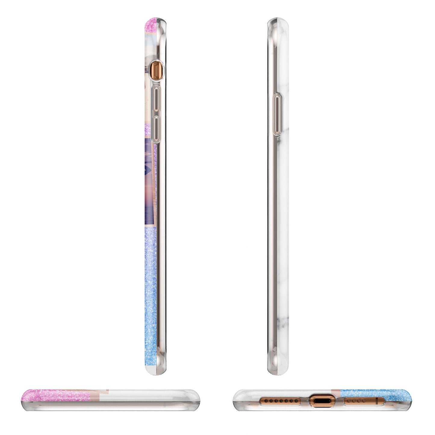 Glitter and Marble Photo Upload with Text iPhone 11 Pro Max 3D Tough Case Angle Images