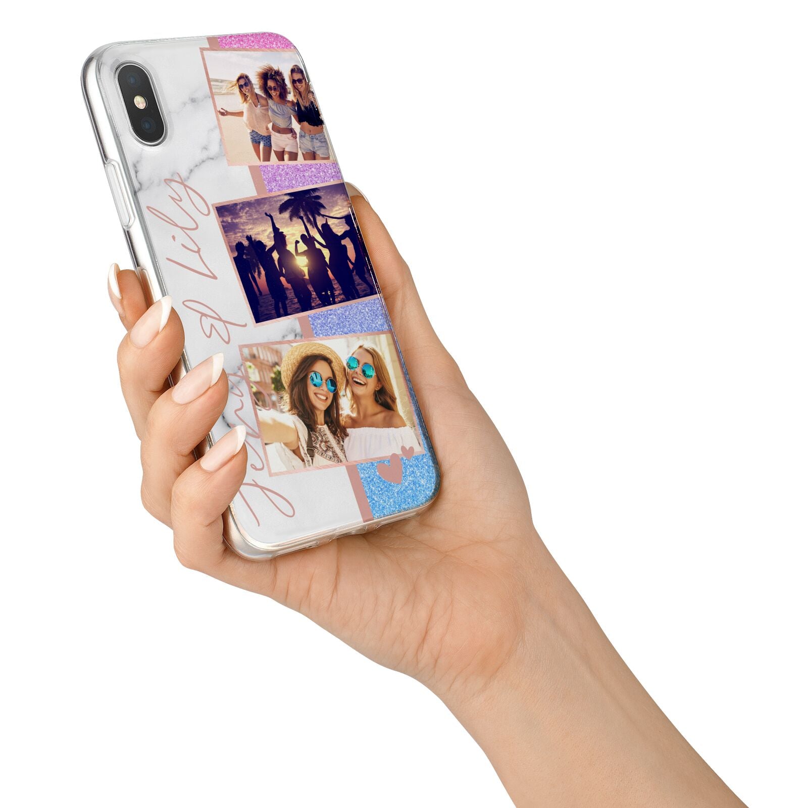 Glitter and Marble Photo Upload with Text iPhone X Bumper Case on Silver iPhone Alternative Image 2