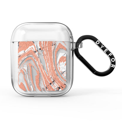 Gold And White Marble AirPods Clear Case