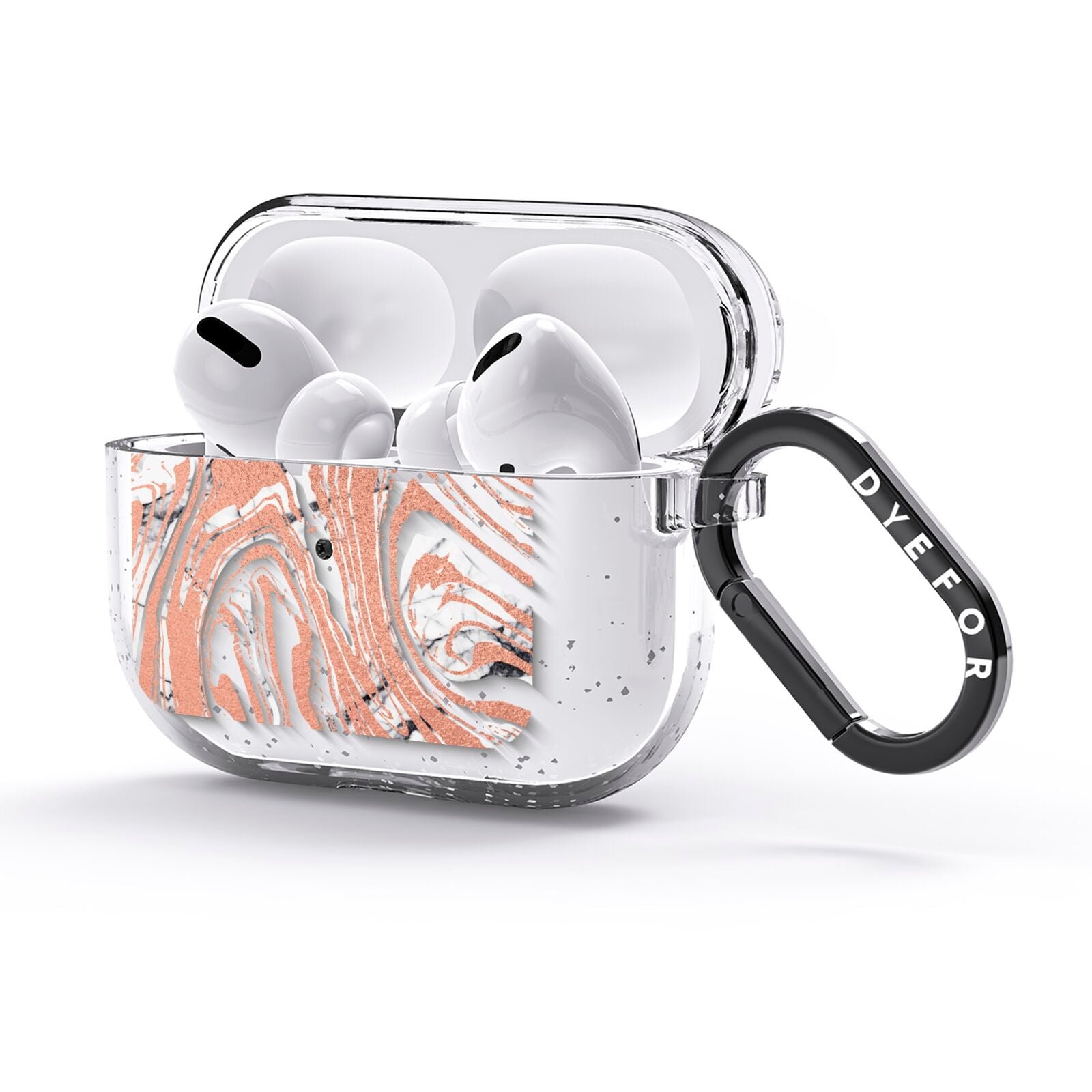Gold And White Marble AirPods Glitter Case 3rd Gen Side Image