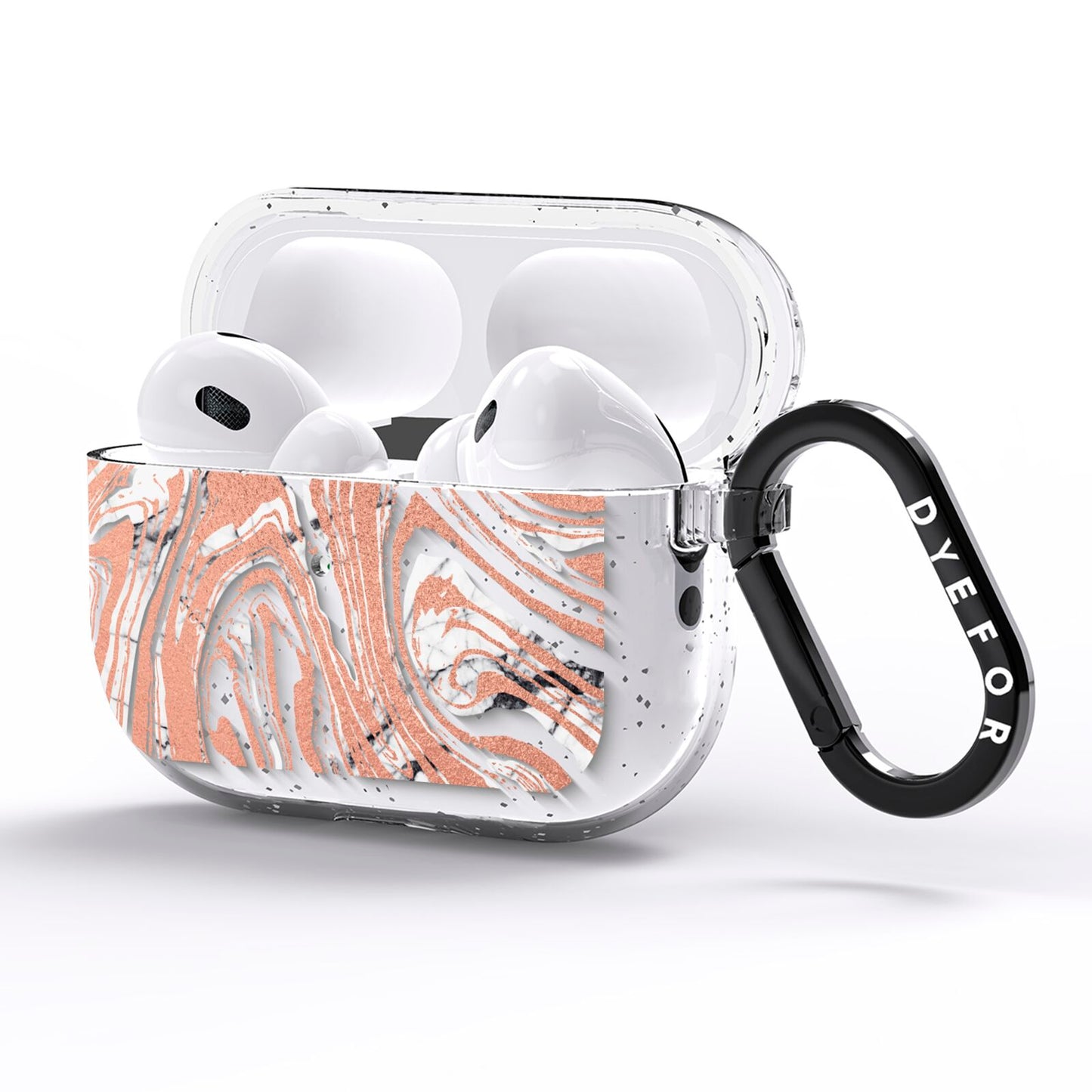 Gold And White Marble AirPods Pro Glitter Case Side Image