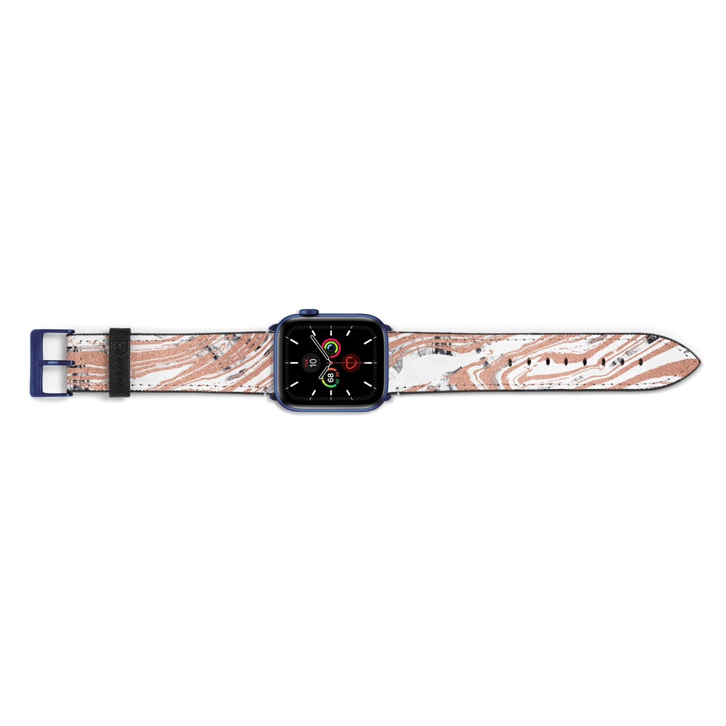 Gold And White Marble Apple Watch Strap Landscape Image Blue Hardware