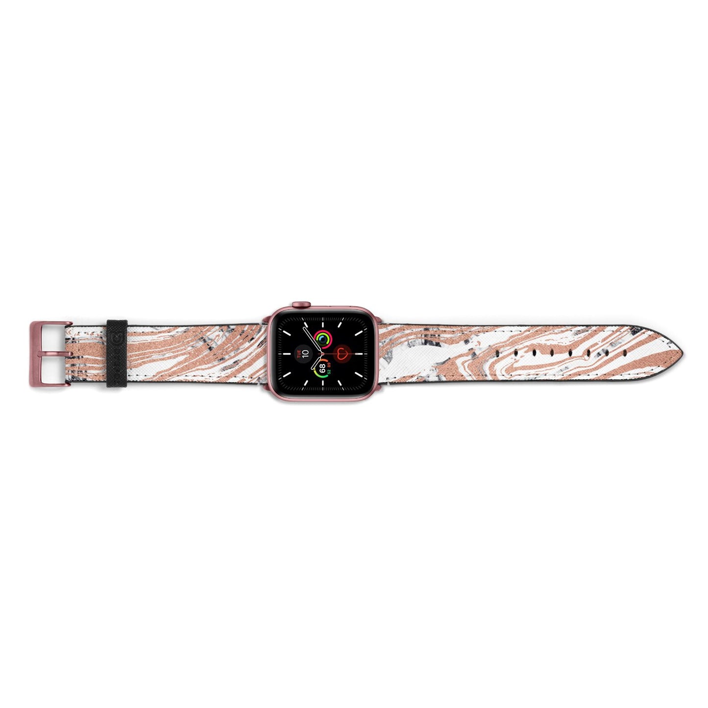 Gold And White Marble Apple Watch Strap Landscape Image Rose Gold Hardware