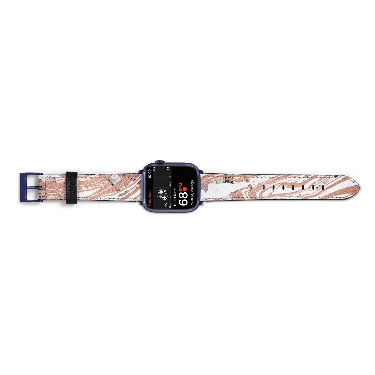 Gold And White Marble Apple Watch Strap Size 38mm Landscape Image Blue Hardware