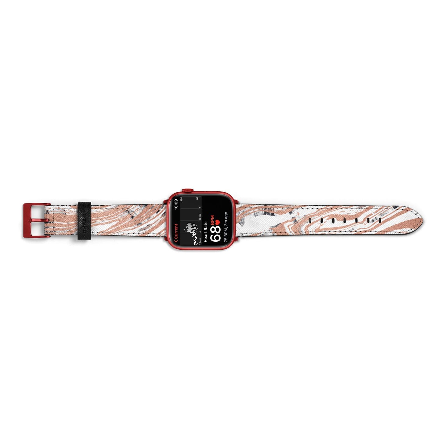 Gold And White Marble Apple Watch Strap Size 38mm Landscape Image Red Hardware