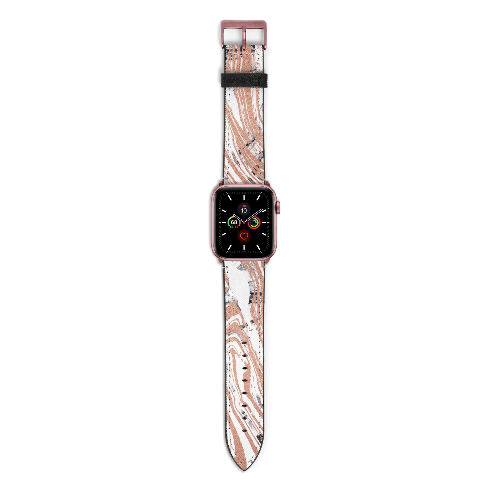 Gold And White Marble Apple Watch Strap with Rose Gold Hardware